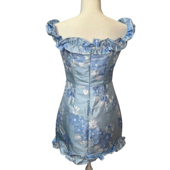 Lulus Pop the Bottle Mini Dress Blue Women’s Small Bridal Regencycore Bridgerton - Picture 4 of 16
